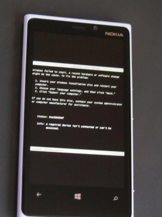 Mensaje error Windows Phone