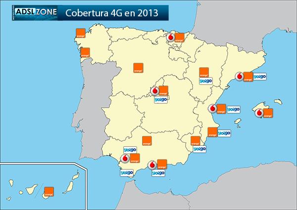 Mapa Cobertura 4G España Vodafone, Yoigo y Orange