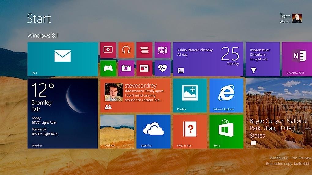 Windows 8.1 Pantalla Inicio