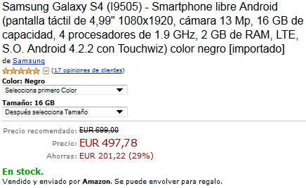 Precio Samsung Galaxy S4