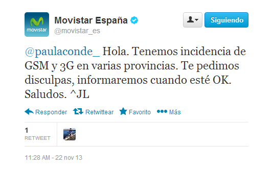 Incidencia 3G Movistar