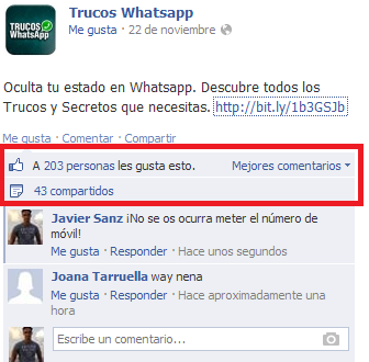 Anuncio Trucos WhatsApp Facebook