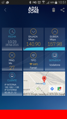 Test de velocidad Android Jazztel