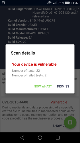 VTS for Android - resumen vulnerabilidades