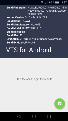 VTS for Android - ventana principal