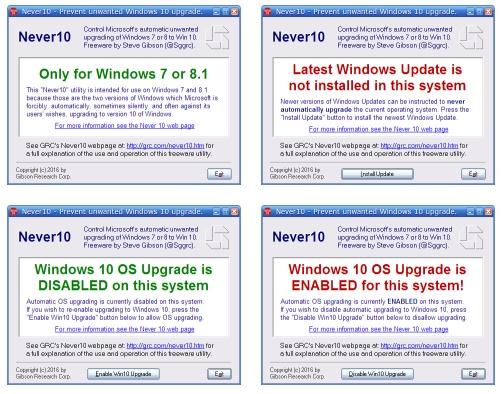 Never 10, evitar actualización Windows 10