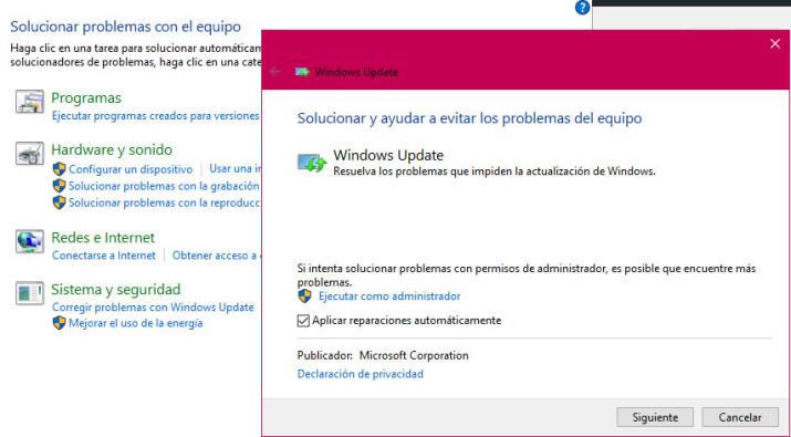 Solución problemas Windows Update