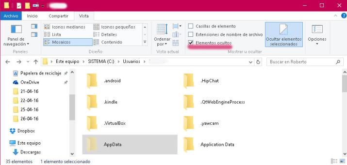 AppData en Windows 10