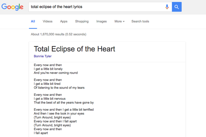 google lyrics letra