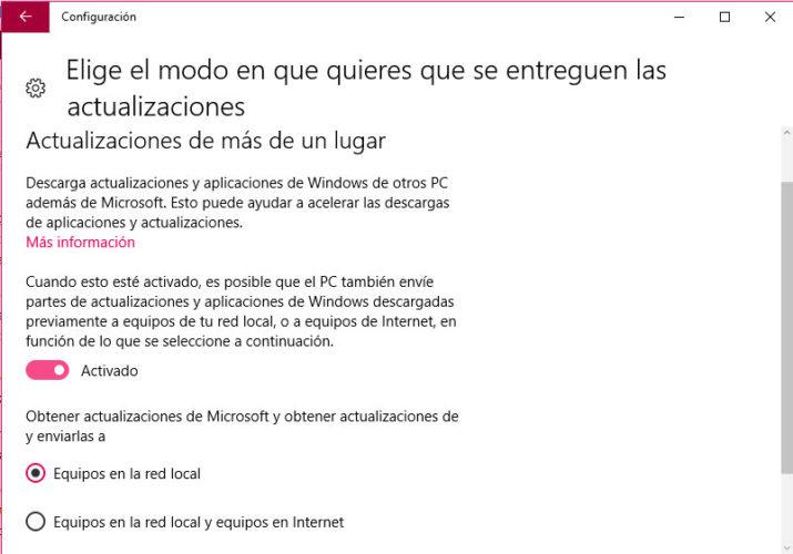Desactivar característica Windows 10