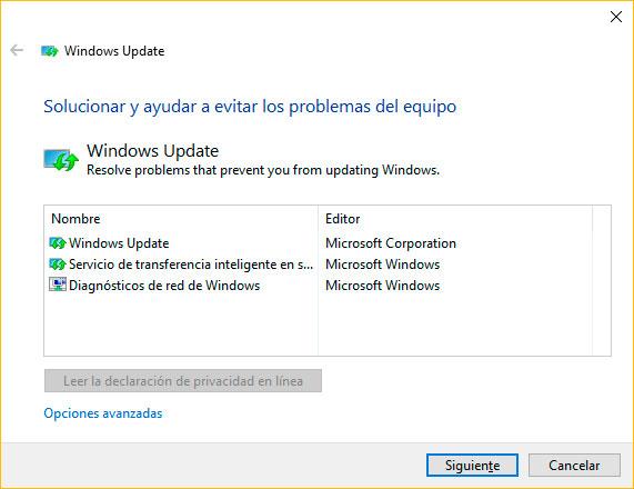solucionar errores de Windows Update