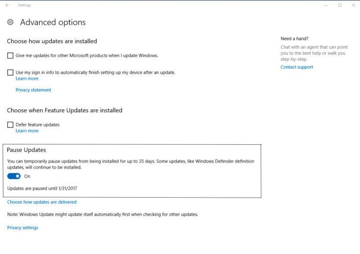 aplazar actualizaciones Windows 10