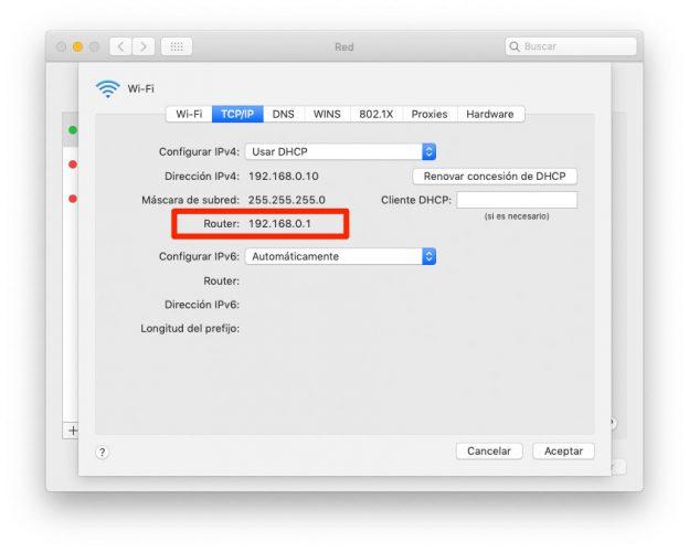 Comprobar dirección IP de un router en Mac