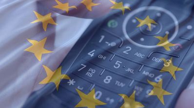 telefono con bandera de la union europea