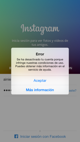 Error acceso cuenta Andres Iniesta Instagram