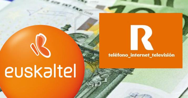 Euskaltel y R sobre fondo de euros