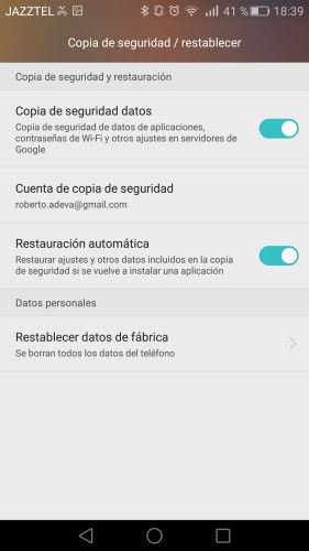 Copia de seguridad Google