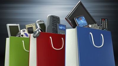 bolsas de la compra con diferentes gadgets