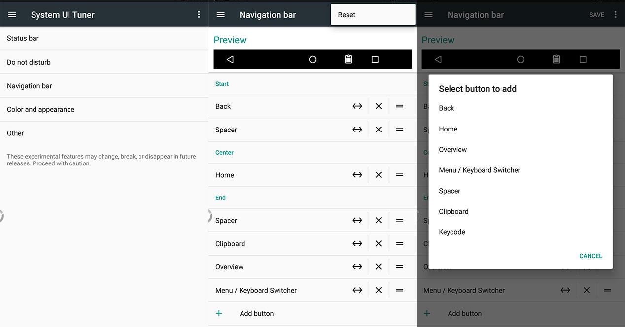 Android 7.0 barra de navegacion