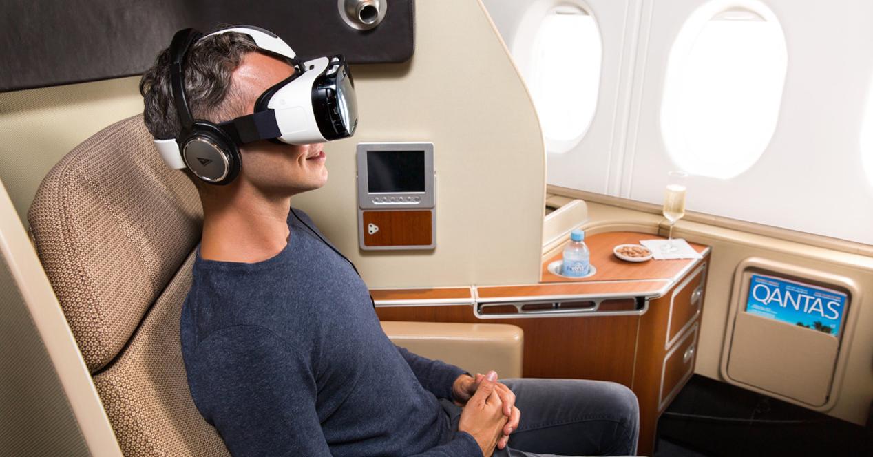 Realidad virtual en un avion
