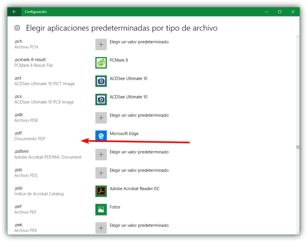Aplicacion por defecto apra PDF en Windows 10