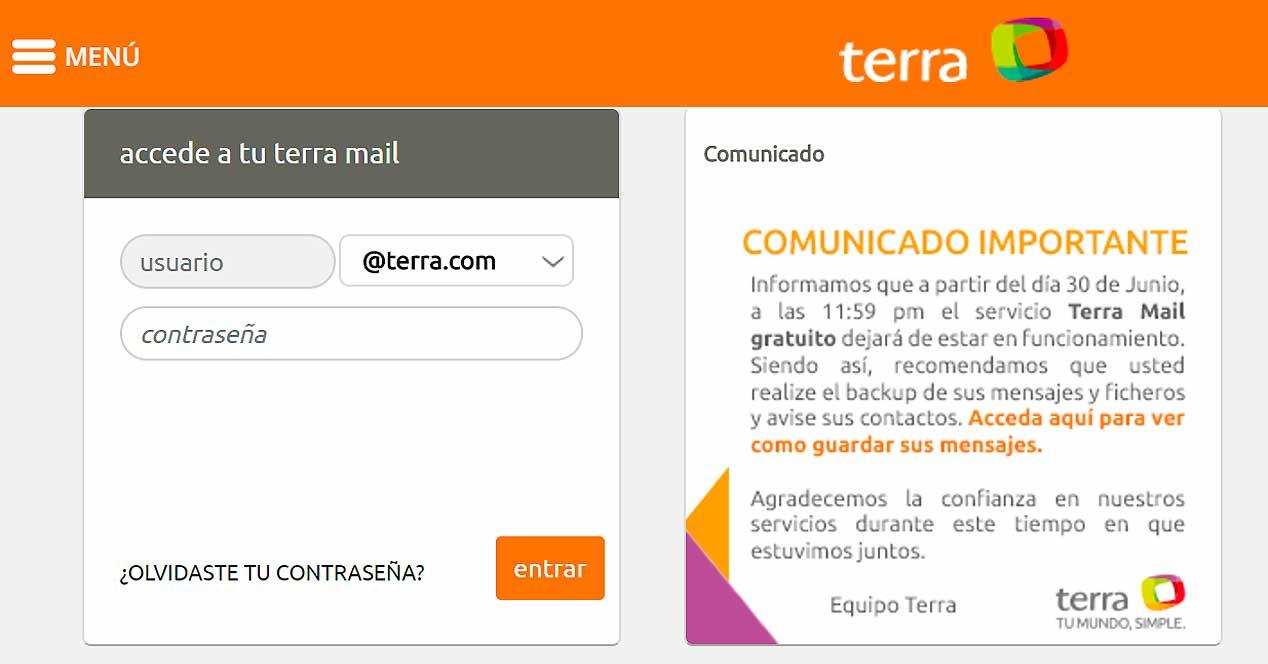 cuentas de correo @terra.com