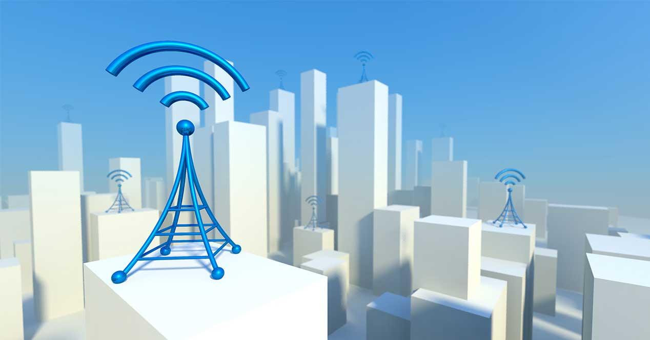 diagrama de antenas de telefonia en una ciudad
