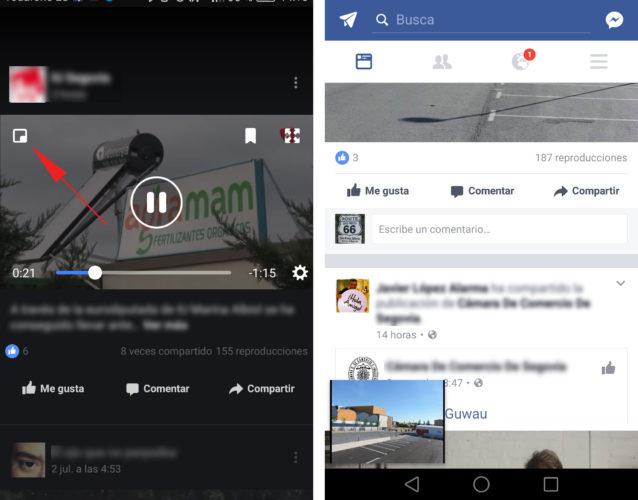 vídeos de Facebook en una ventana flotante