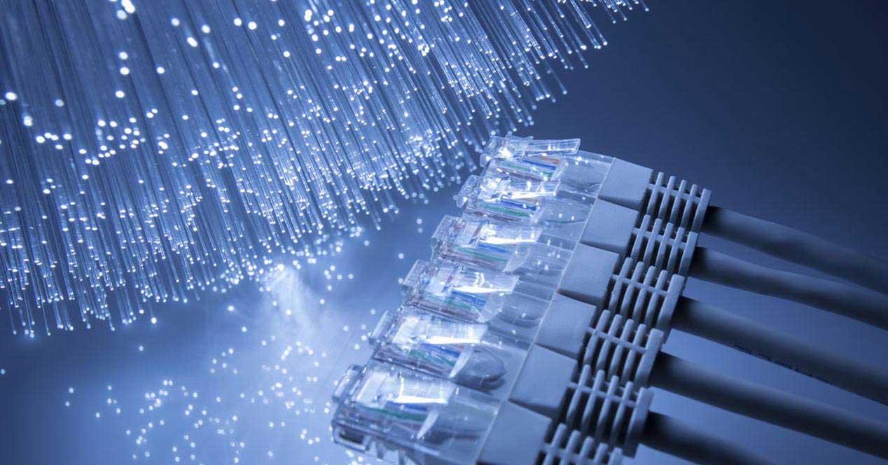 fibra optica y conectores ethernet