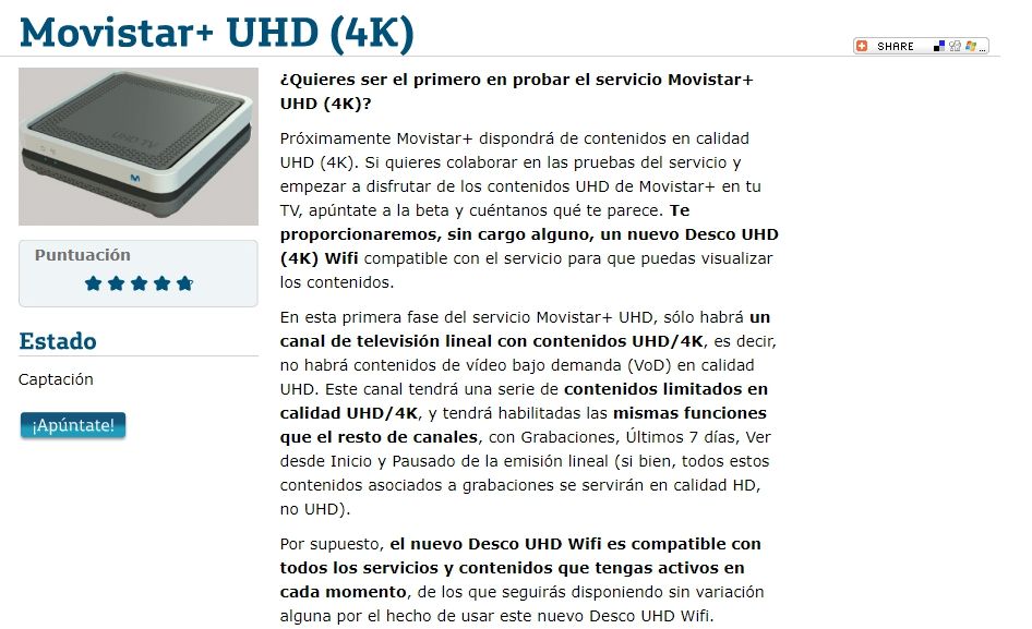 Ya puedes apuntarte para probar el nuevo deco 4K UHD WiFi de Movistar
