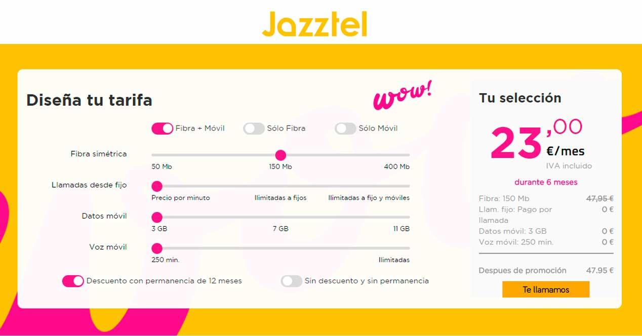nueva oferta configurable de Jazztel