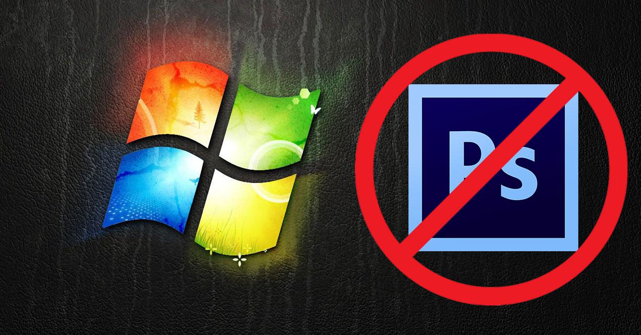 logo windows 7 con logo de photoshop prohibido