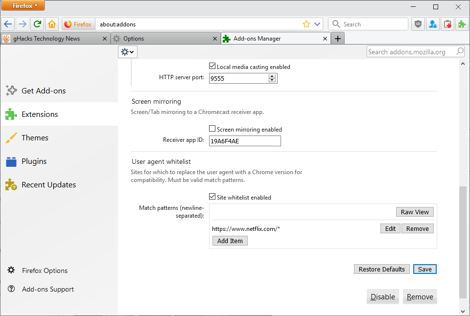 Borrar perfil suspender Chromecast con Firefox: cada vez más cerca con una nueva extensión