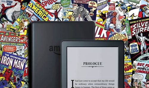 kindle sobre fondo de colores