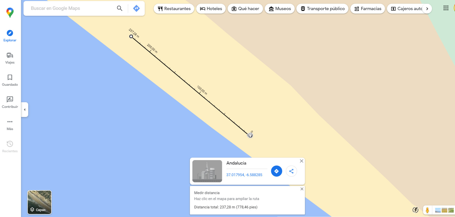 medir distancia google maps