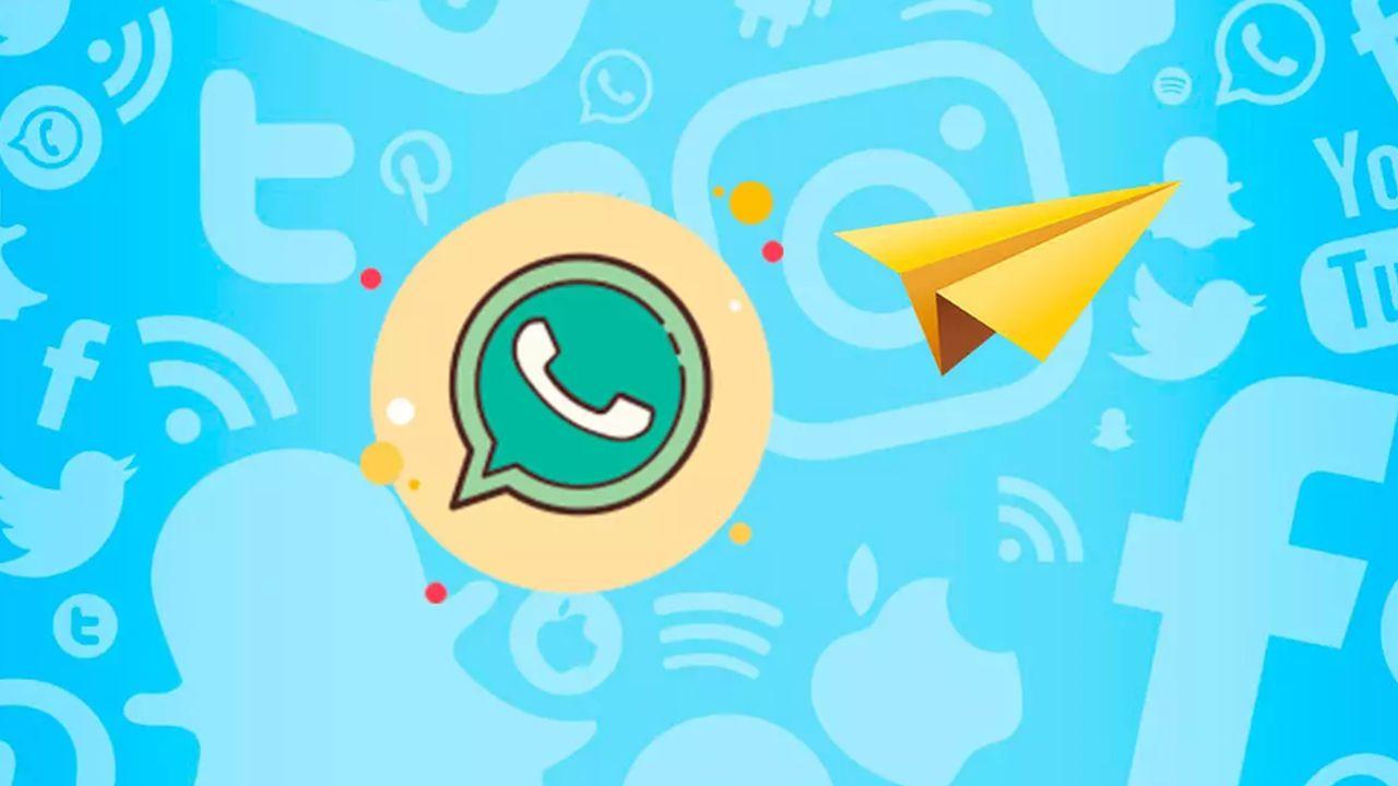 El icono de WhatsApp y un avioncito de papel representando un email