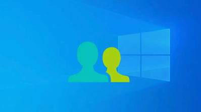 Imagen de dos usuarios de Windows sobre fondo azul
