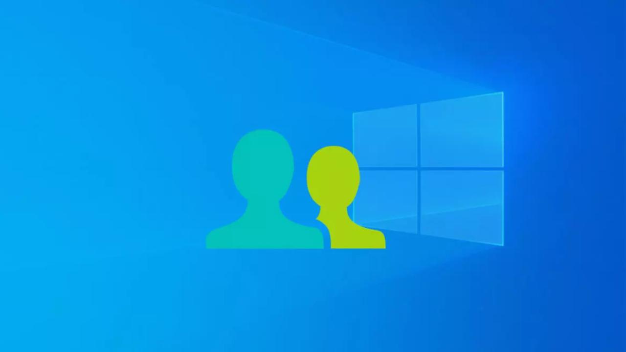 Icono de usuarios sobre un fondo de Windows 10.