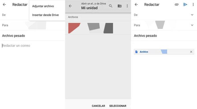 subir archivo pesado gmail google drive android
