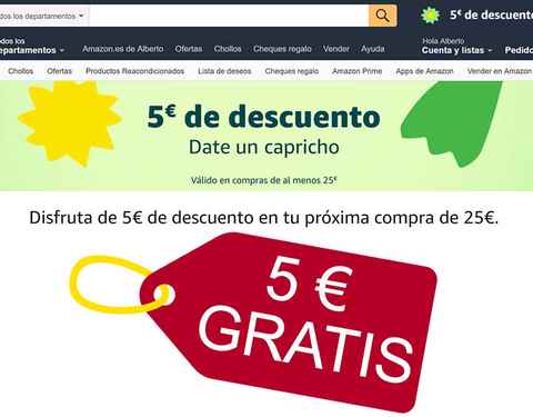 Descriptivo condado barajar Código de descuento de Amazon: 5 euros gratis si gastas 25 euros o más