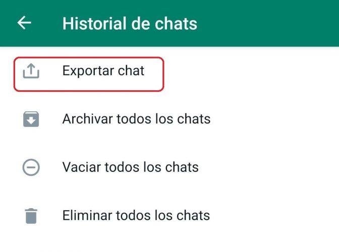 historial de chats exportar whatsapp