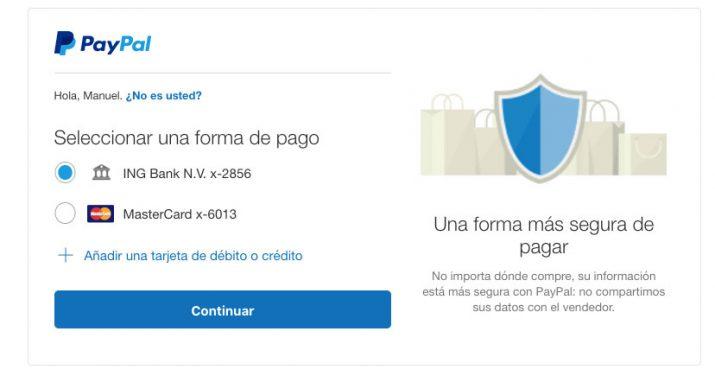 Payment through the web in PayPal