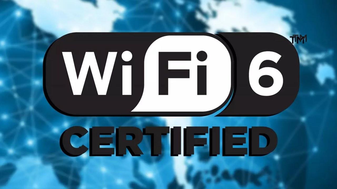 Imagen con el logotipo de "Wifi-6 certified" sobre un fondo azul.