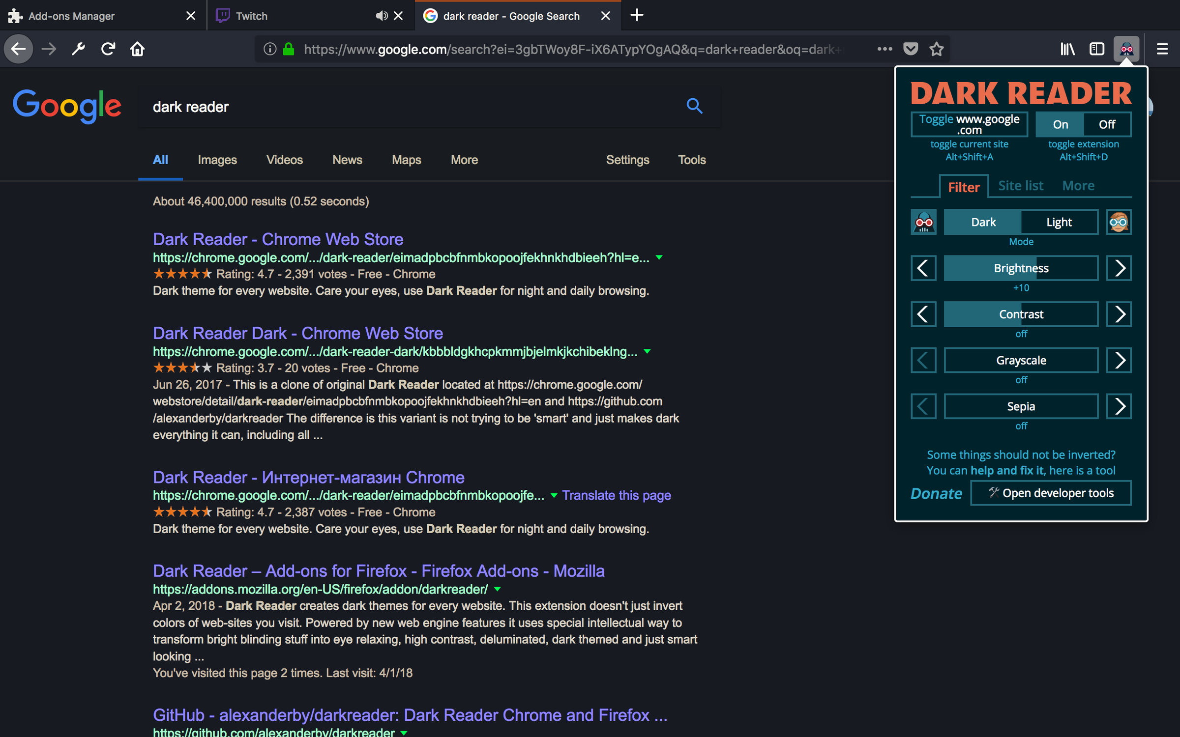 Dark reader