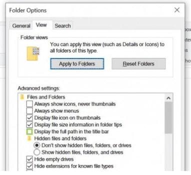 opciones de carpeta explorador de archivos windows