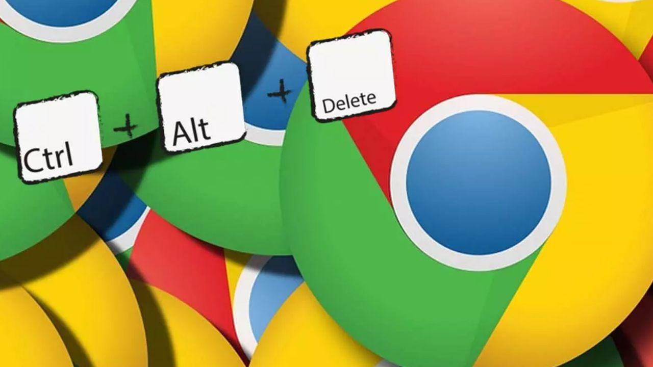 Logo de Google Chrome con atajos en pantalla que se pueden usar