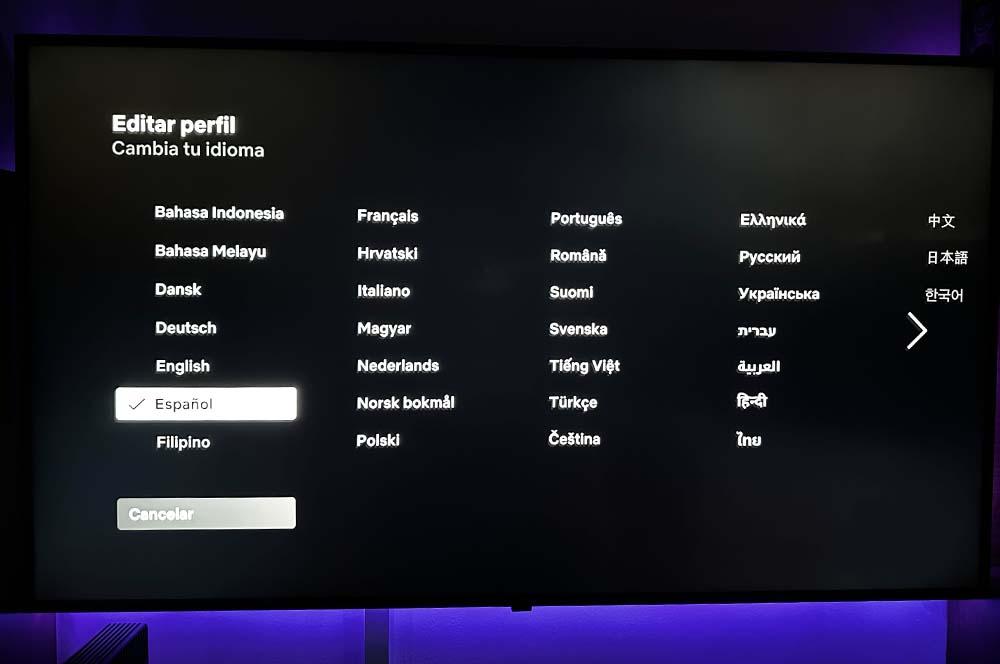 Cambiar idioma perfil Netflix Smart TV
