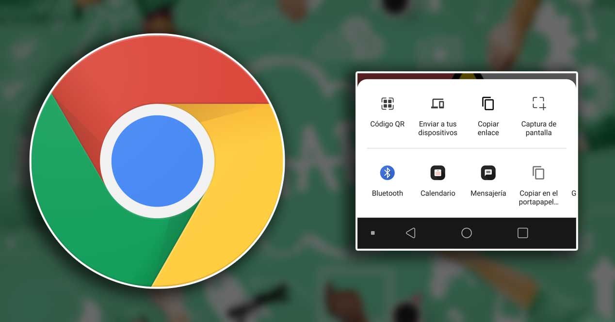 google chrome compartir menú