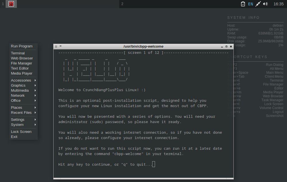 Captura de la distro Crunchbang++ disponible para Linux