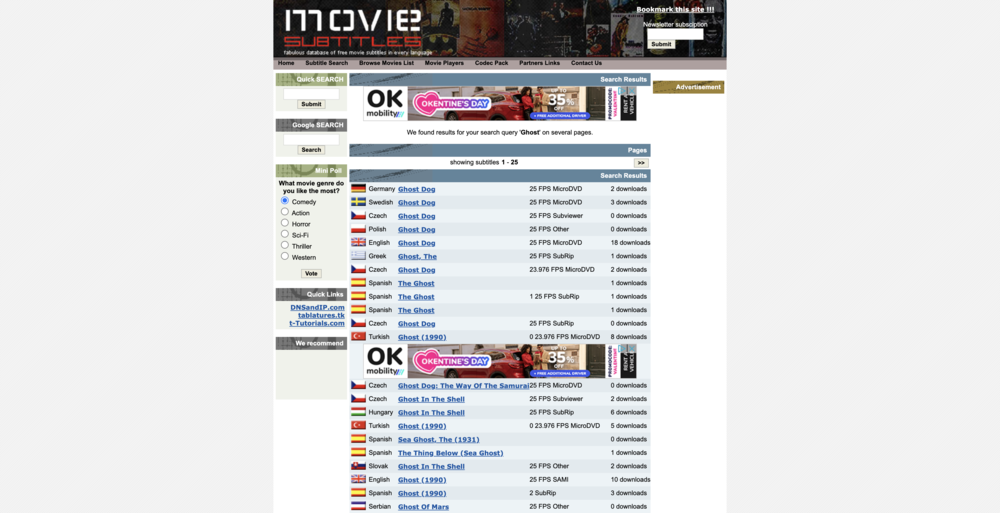 página web de movie subtitles